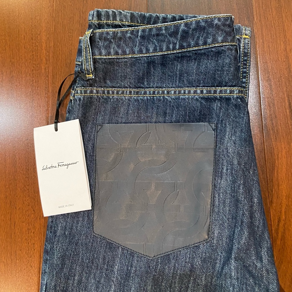 Ladies Salvador Ferragamo Jeans Leather NWT Italain Size 42